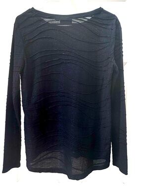 Simply Vera Vera Wang Black Long-Sleeve Textured Wave Top
